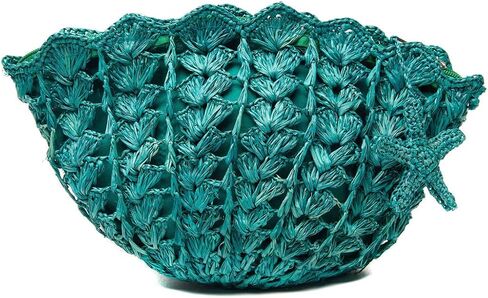 MAR Y SOL Shelley Seashell Clutch, Crocheted Raffia Straw, Starfish Charm, Multiple Colors in Saudi Arabia