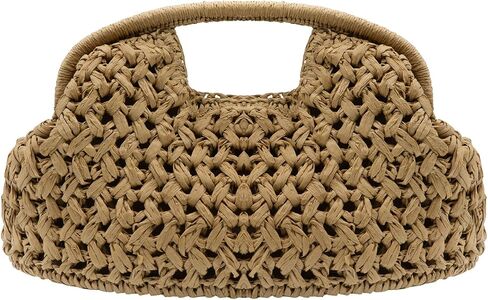 Straw Clutch Purses for Women Summer Woven Beach Dumpling Handbag | detachable metal chain, top-handle, crossbody shoulder bag, woven pattern in Saudi Arabia