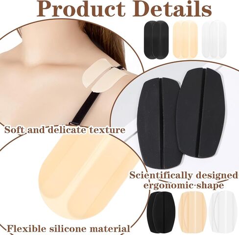 12pcs Bra Strap Cushion Anti Slip Bra Strap Holders For Slipping Silicone Shoulder Pads for Women Keep Bras Straps From Slipping 3 Colors Universal Fit in Kuwait