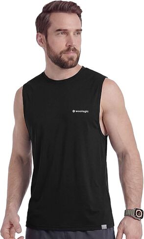 100% Merino Wool Tank Top Men, Lightweight Cooling Sleeveless Athletic Shirt Workout Gym Running Hiking Basketball in Saudi Arabia
