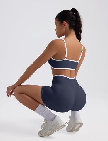 TDIFFUN Women Workout Sets 2 Piece Seamless Scrunch Butt Lifting Shorts Strappy Sports Bra Matching Set Gym Yoga Outfits in Saudi Arabia