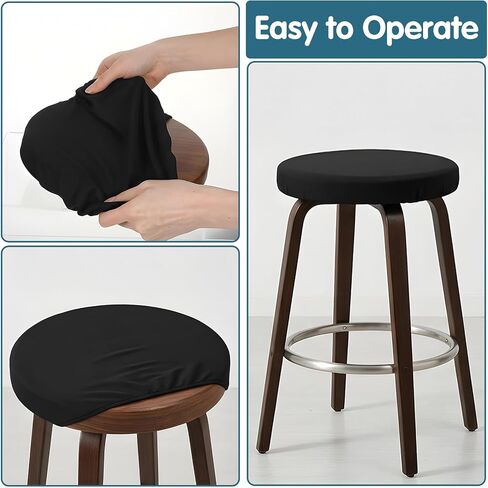 3Pcs Bar Stool Covers, Black Stool Covers Round High Elastic for Home, Hotel, Kitchen in Saudi Arabia