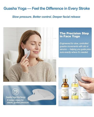 Yeamon Gua Sha Facial Tools & Massager Set, Stainless Steel Skin Care Tools for Face and Body, 3-in-1 Head Massage Combs & Roller fo Face Neck Body and Eye, Self Care Gift for Woman & Man in Saudi Arabia