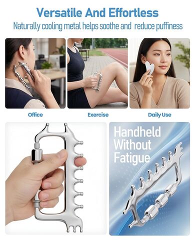 Yeamon Gua Sha Facial Tools & Massager Set, Stainless Steel Skin Care Tools for Face and Body, 3-in-1 Head Massage Combs & Roller fo Face Neck Body and Eye, Self Care Gift for Woman & Man in Saudi Arabia
