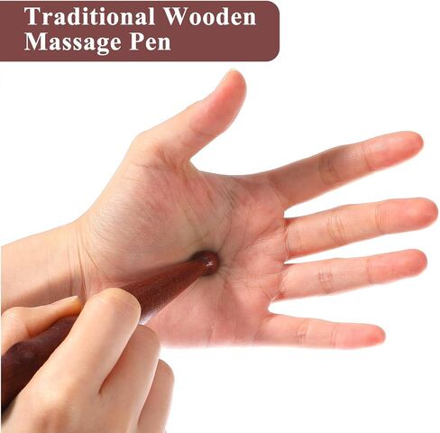 Wooden Acupuncture Pen, Shimmeroo 2Pcs Acupressure Tools Acupoint Massage Pen Traditional Pressure Point Tool for Relaxing Body Hand Foot in Kuwait