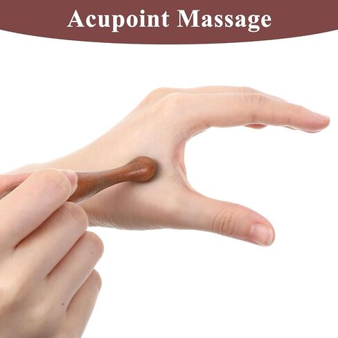 Wooden Acupuncture Pen, Shimmeroo 2Pcs Acupressure Tools Acupoint Massage Pen Traditional Pressure Point Tool for Relaxing Body Hand Foot in Kuwait