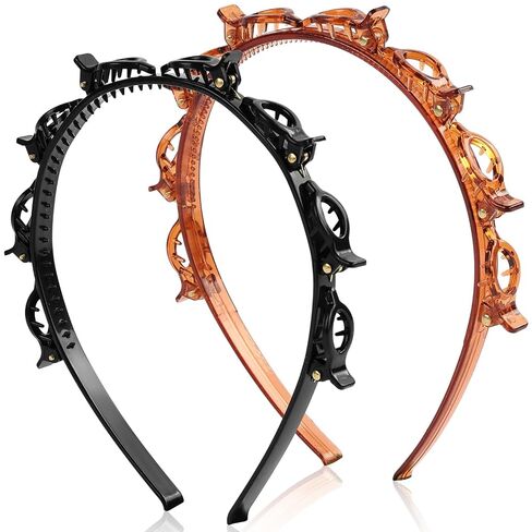 2 Pcs Braided Bangs Headband with Teeth, Professional Weaving Clip & Invisible Fringe Styling Tool for Women Girls, for Fine or Thick Hair in Kuwait