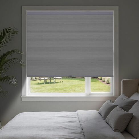 Cordless Blackout Cellular Shades for Indoor Windows, Privacy UV Protection Honeycomb Blinds for Bedroom, Home and Office, Dark Gray, 27" Wx48 H in Saudi Arabia