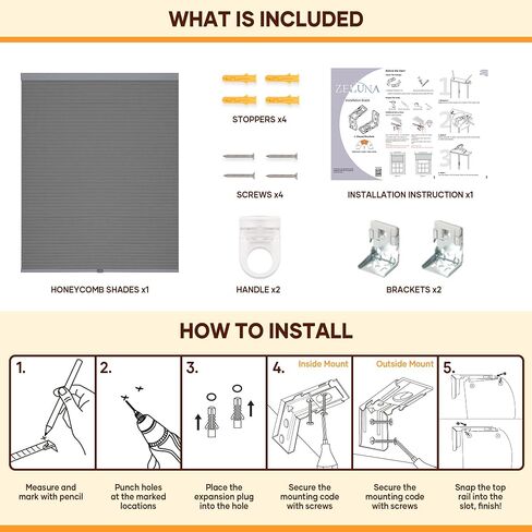 Cordless Blackout Cellular Shades for Indoor Windows, Privacy UV Protection Honeycomb Blinds for Bedroom, Home and Office, Dark Gray, 27" Wx48 H in Saudi Arabia