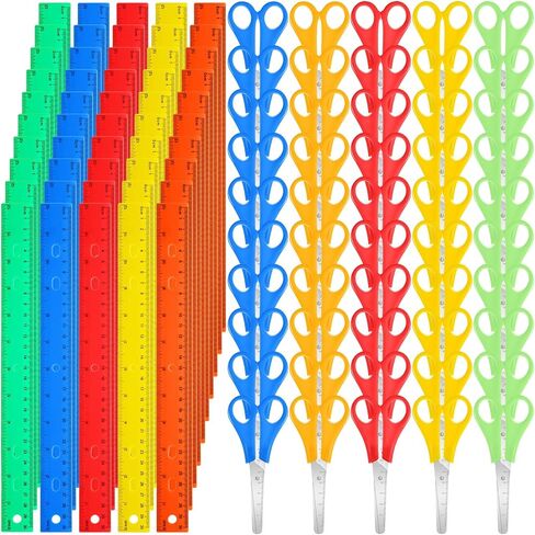 180 Pcs School Supplies Bulk with Safety Blunt Tip Student Scissors 12 Inch Plastic Rulers Back to School Kit for Student Classroom Office in Saudi Arabia