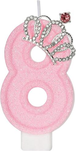 Pink Crown Number 3 Birthday Candle, 3rd Birthday Crown Girl, Princess Cake Topper, Anniversary Celebrations Party Supplies in Saudi Arabia
