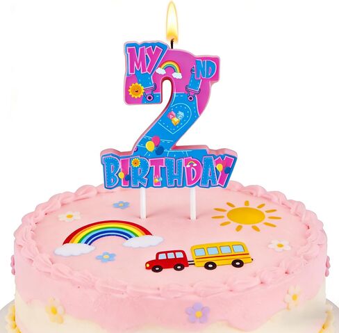 Rainbow Birthday Party Number 1 Candle, 3.5x3.2in Pink Girls Birthday Cake Topper Candle for Baby Shower, First Birthday Party Decorations & Supplies in Saudi Arabia