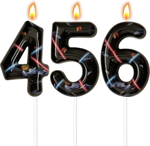 Space Birthday Candles, Space Themed Birthday Party Decorations, Birthday Number Candles for Cake Topper and Party Supplies, Options for Numbers 0–100 Available (Black, Number 6) in Kuwait