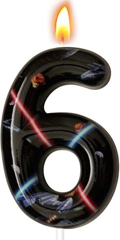 Space Birthday Candles, Space Themed Birthday Party Decorations, Birthday Number Candles for Cake Topper and Party Supplies, Options for Numbers 0–100 Available (Black, Number 6) in Kuwait