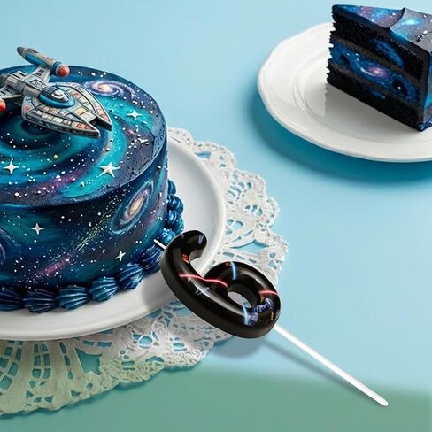 Space Birthday Candles, Space Themed Birthday Party Decorations, Birthday Number Candles for Cake Topper and Party Supplies, Options for Numbers 0–100 Available (Black, Number 6) in Kuwait