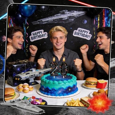 Space Birthday Candles, Space Themed Birthday Party Decorations, Birthday Number Candles for Cake Topper and Party Supplies, Options for Numbers 0–100 Available (Black, Number 6) in Kuwait