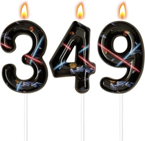 Space Birthday Candles, Space Themed Birthday Party Decorations, Birthday Number Candles for Cake Topper and Party Supplies, Options for Numbers 0–100 Available (Black, Number 6) in Kuwait