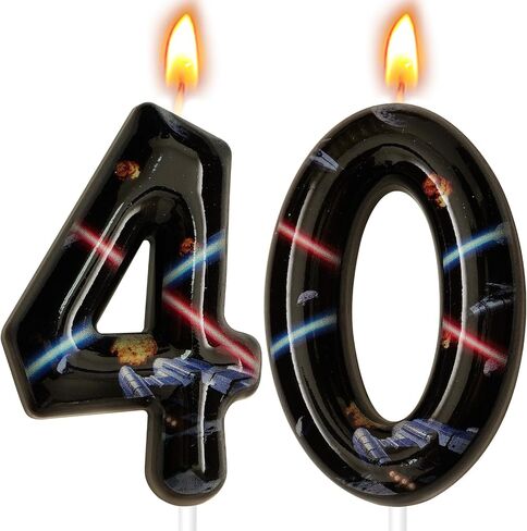 Space Birthday Candles, Space Themed Birthday Party Decorations, Birthday Number Candles for Cake Topper and Party Supplies, Options for Numbers 0–100 Available (Black, Number 6) in Kuwait