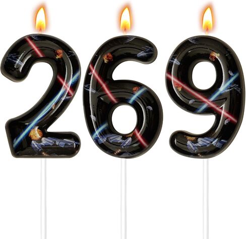 Space Birthday Candles, Space Themed Birthday Party Decorations, Birthday Number Candles for Cake Topper and Party Supplies, Options for Numbers 0–100 Available (Black, Number 6) in Kuwait