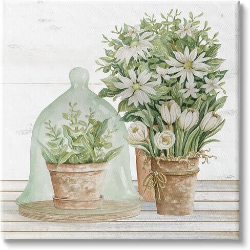 Stupell Industries White Flower Arrangements Traditional Tabletop Floral Drawing, Designed by Cindy Jacobs Black Framed Wall Art, 20 x 16 in Kuwait