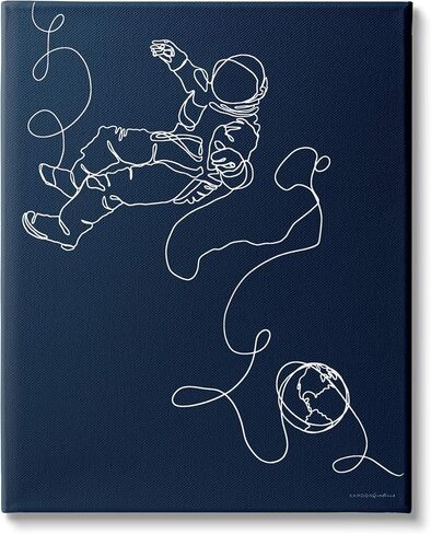 Stupell Industries Astronaut in Outer Space Over Earth Line Drawing in Kuwait