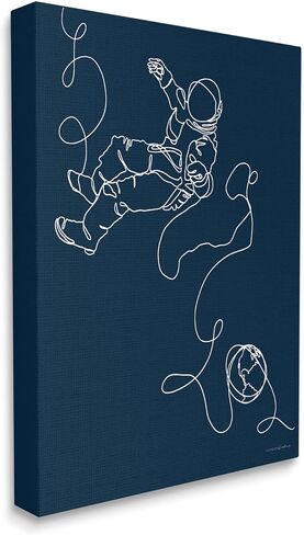 Stupell Industries Astronaut in Outer Space Over Earth Line Drawing in Kuwait