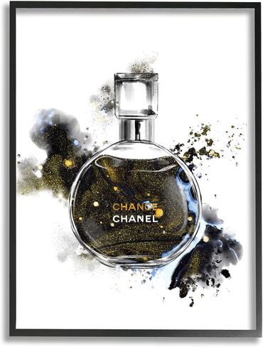 Stupell Industries Glam Cosmetic Bottle Black Gold Watercolor Perfume Bottle in Kuwait