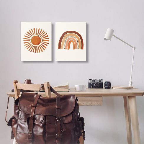 Stupell Industries 'Orange Sun Patterned Rainbow Boho', 2pc Canvas Art Set 2, 16 x 20 Inches, Easy to Hang and Sturdy, Made in USA, by Heather McLaughlin in Kuwait
