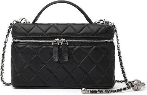 DORIS&JACKY Small Quilted Top Handle Box Purse, Mini Lambskin Crossbody Clutch Bag With Removable Chain Shoulder Strap in Kuwait