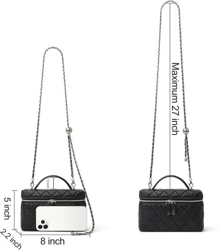 DORIS&JACKY Small Quilted Top Handle Box Purse, Mini Lambskin Crossbody Clutch Bag With Removable Chain Shoulder Strap in Kuwait