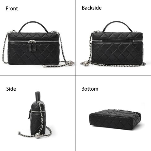 DORIS&JACKY Small Quilted Top Handle Box Purse, Mini Lambskin Crossbody Clutch Bag With Removable Chain Shoulder Strap in Kuwait