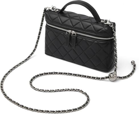 DORIS&JACKY Small Quilted Top Handle Box Purse, Mini Lambskin Crossbody Clutch Bag With Removable Chain Shoulder Strap in Kuwait