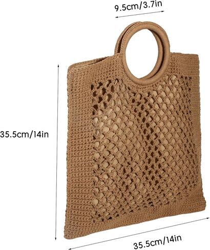 Eiyye Crochet Tote Bag for Women Boho Handbag with Round Handle Lightweight Summer Beach Purse for Vacation Travel and Daily Use in Kuwait