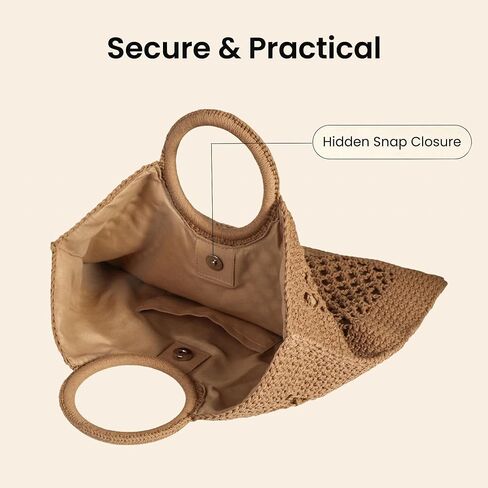 Eiyye Crochet Tote Bag for Women Boho Handbag with Round Handle Lightweight Summer Beach Purse for Vacation Travel and Daily Use in Kuwait