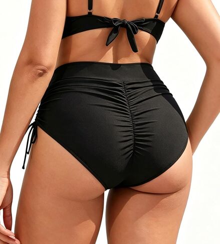 Leoparts Plus Size Women's Bikini Bottom High Waisted Ruched Swimsuit Bottoms Drawstring Tummy Control Bathing Suit Briefs in Kuwait