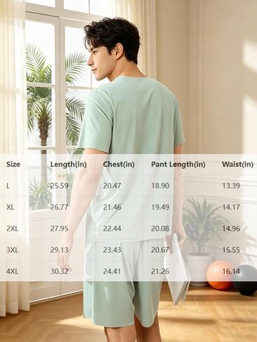أطقم بيجامات قطنية للرجال، بأكمام قصيرة وشورتات Pjs، أطقم ملابس صالة ناعمة للرجال، ملابس نوم صيفية غير رسمية وملابس صالة in Kuwait