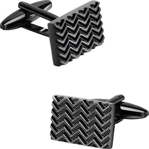 HAWSON Gun Black Textured Cufflinks, High-Polished Brass Cuff Links Mens, French Shirt Suit Accessories, Wedding Business Gifts for Groomsmen Dad in Kuwait