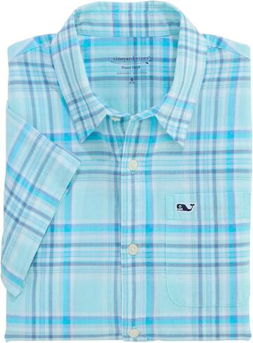 Vineyard Vines Boys' Boys' Bungalow Plaid Cotton Short Sleeve Shirt in Saudi Arabia