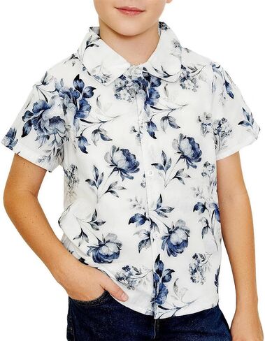 Kids Hawaiian Shirts Quick Dry, Retro Tropical Floral Button-Down Shirts for Boys & Girls Beach Vacation in Saudi Arabia