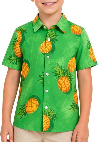 Kids Hawaiian Shirts Quick Dry, Retro Tropical Floral Button-Down Shirts for Boys & Girls Beach Vacation in Saudi Arabia