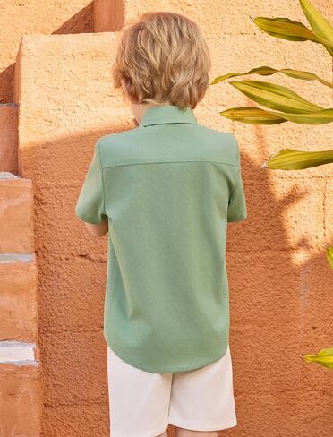 قميص Guayabera للأولاد - قمصان بأكمام قصيرة مطرزة بأزرار سفلية مكسيكية كوبية لمعمودية زفاف سينكو دي مايو in Kuwait