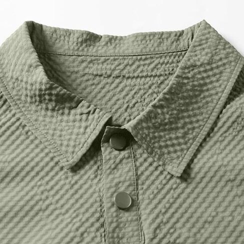 Mens Shirts Casual Button Placket Collared Solid Short Sleeve Tees Loose Fit Daily Outdoor Everyday Casual Tops in Kuwait