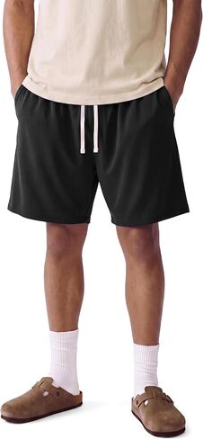 Modal Baggy Shorts Men 7 inch Zipper Pockets Casual Air Layer Loose Sweat Shorts Relaxed Fit Breathable Drawstring in Saudi Arabia