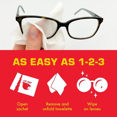 EK World Wide CAT Crap Anti-Fog Lens Cleaner Wipes – Pre-Moistened Wipes for Eyeglasses & Optics (25) in Kuwait