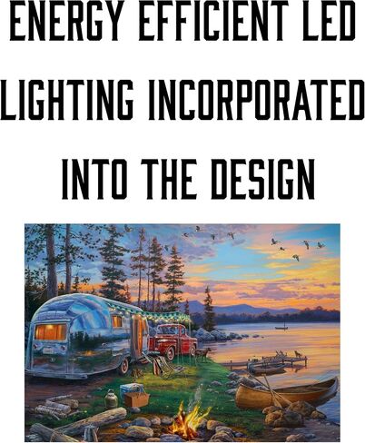 منتجات Rivers Edge LED لوحة فنية جدارية من القماش، مقاس 24 × 16 بوصة، ديكور جداري مضيء من الألياف الضوئية، طباعة قماشية مضاءة تعمل بالبطارية، إضاءة LED للمطبخ، غرفة النوم، أو ديكور المنزل، موقع التخييم/الشاحنة in Kuwait