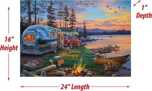 منتجات Rivers Edge LED لوحة فنية جدارية من القماش، مقاس 24 × 16 بوصة، ديكور جداري مضيء من الألياف الضوئية، طباعة قماشية مضاءة تعمل بالبطارية، إضاءة LED للمطبخ، غرفة النوم، أو ديكور المنزل، موقع التخييم/الشاحنة in Kuwait