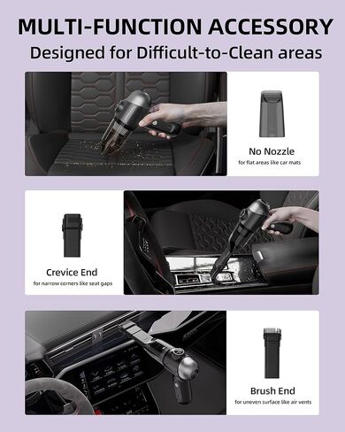 Mini Car Vacuum with 17000Pa High Power Suction,Portable Handheld Vacuum Blow & Suction,4 in 1 Cordless Small Vacuum Cleaner for Car,Home,Office,PC.Air Duster for Quick Cleaning of Small Areas in Kuwait