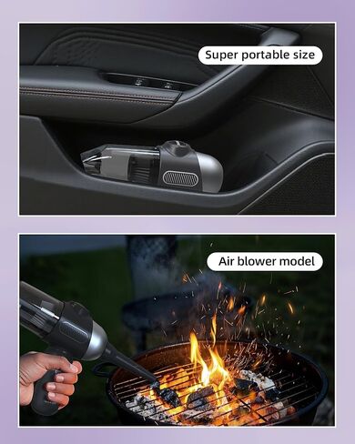 Mini Car Vacuum with 17000Pa High Power Suction,Portable Handheld Vacuum Blow & Suction,4 in 1 Cordless Small Vacuum Cleaner for Car,Home,Office,PC.Air Duster for Quick Cleaning of Small Areas in Kuwait