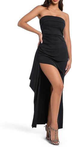 Women's Backless High Split Strapless Long Prom Formal Cocktail Dress for Women in Kuwait