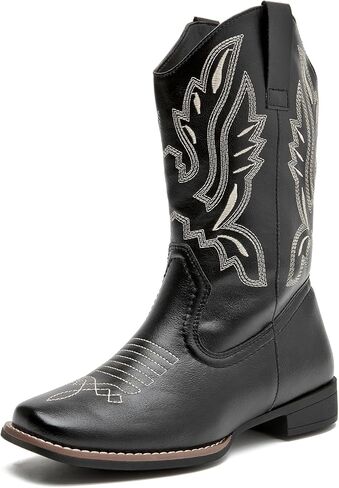 Cowboy Boot for Women Mid Calf Western Embroidered Cowgril Boots Low Chunky Block Heel Fashion Boots in Saudi Arabia